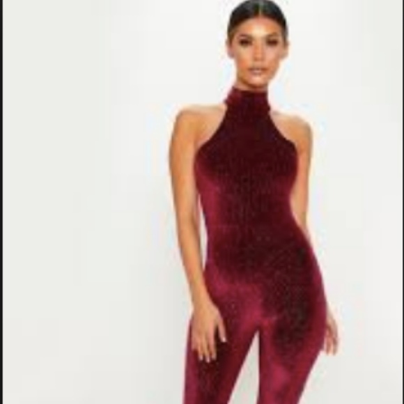 pretty little thing glitter jumpsuit